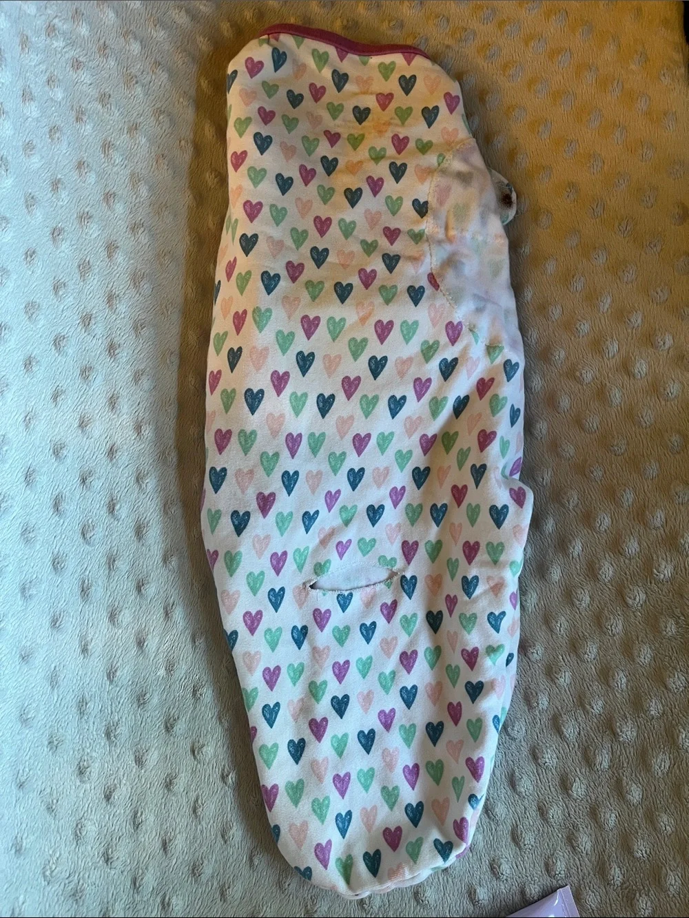 SwaddleMe Infant Swaddle with Purple Trim and Multicolor Heart Print